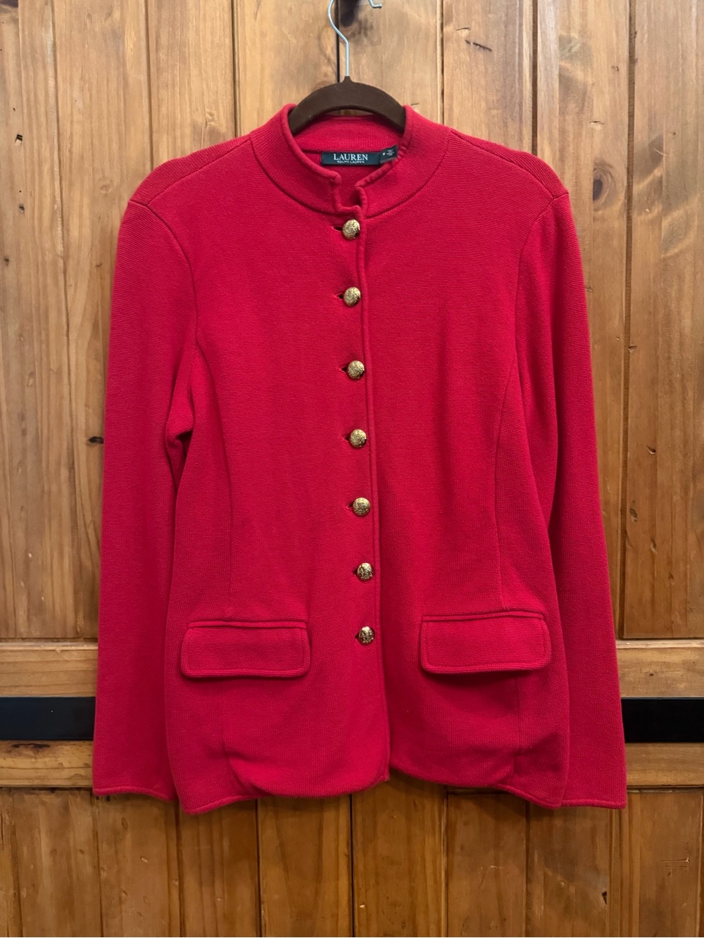 Ralph Lauren Red Gold-Button Blazer